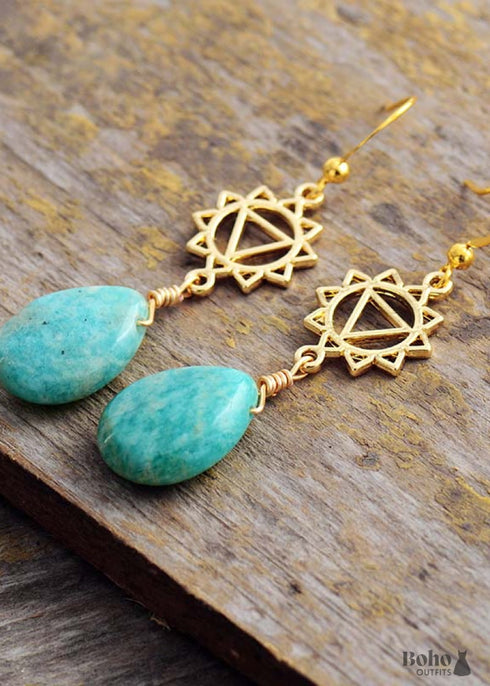 Boho Earrings, Dangle Earrings, Blue Amazonite, Illuminati